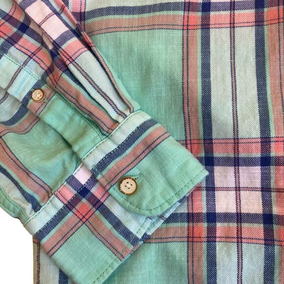 Pepe Jeans Mens Ruskin Twill Plaid Casual Button Down Shirt Slim Fit Mint Green - Picture 12 of 16